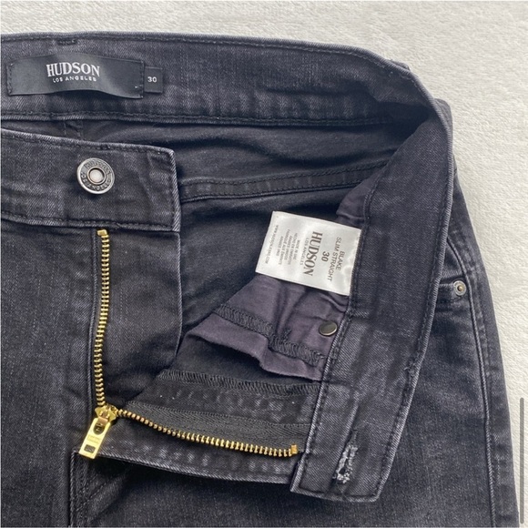 Hudson Blake Slim Straight Fit Twill Denim Jeans (Black) - Picture 4 of 11